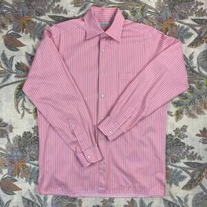 Ermenegildo Zegna Pink Gray Stripe Cotton Long Sleeve Button Shirt L